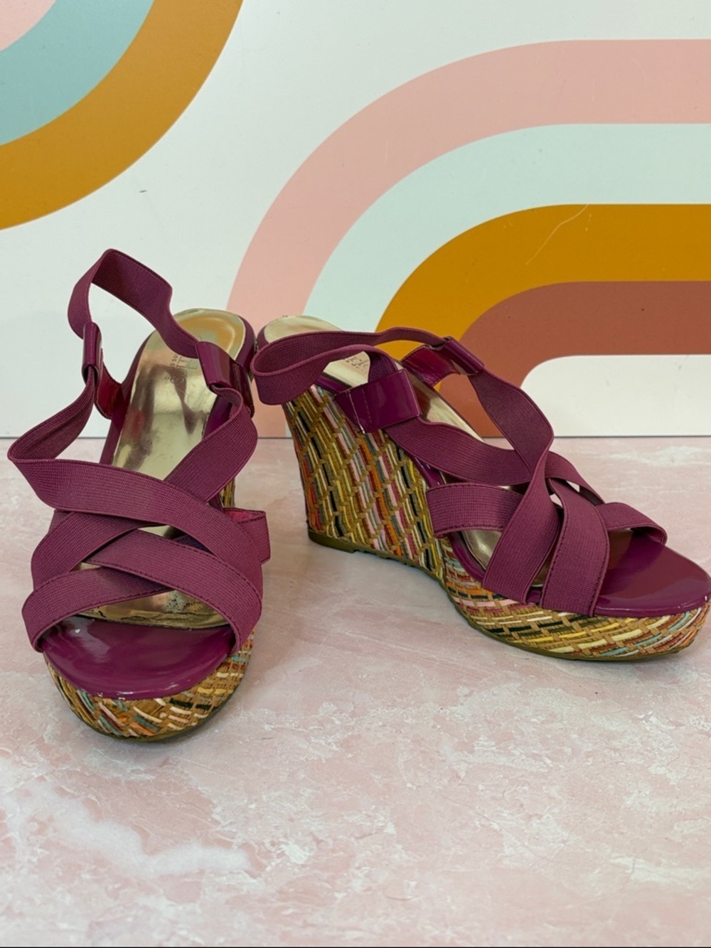 Charles By Charles David Plum Braided Wedge Sandals